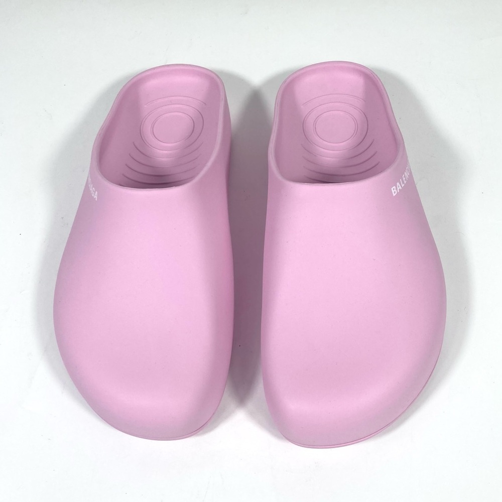 Balenciaga Pool Logo Closed Slides Clogs Pink Women Size 8 US New Matte Finish - Picture 8 of 17